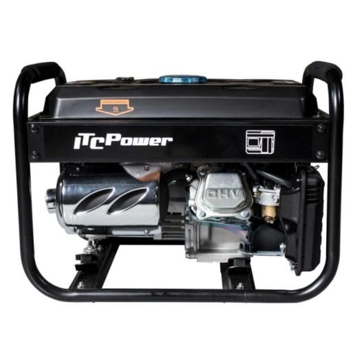 ITCPower Gerador de gasolina 4 tempos OHV, chassis de aço, voltímetro, arranque fácil, depósito grande