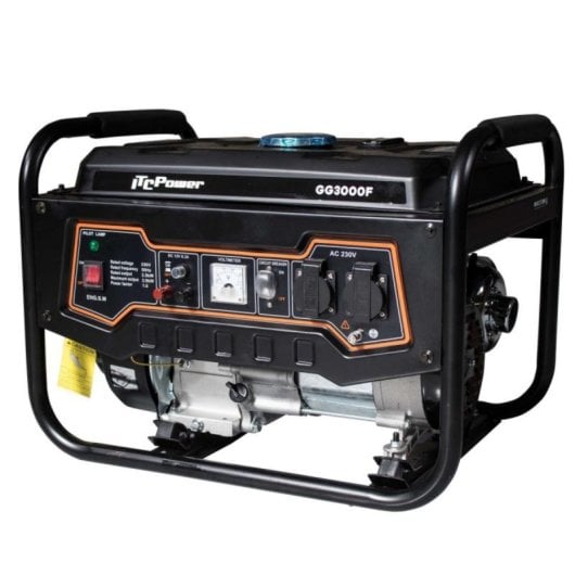 ITCPower Gerador de gasolina 4 tempos OHV, chassis de aço, voltímetro, arranque fácil, depósito grande