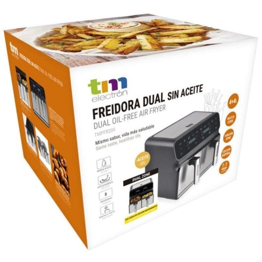 Freidora de aire TM Electron TMPFR200 dual 8L 1700W con pantalla digital y dos cestas independientes