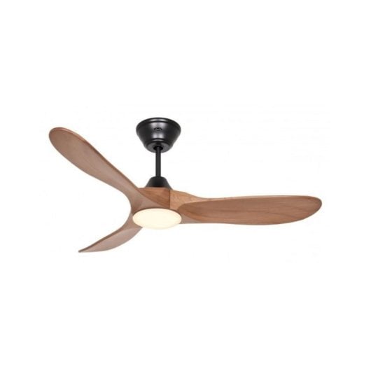 Ventilador de techo 122 cm, motor DC bajo consumo, mando a distancia, cromo cepillado, aspas nogal
