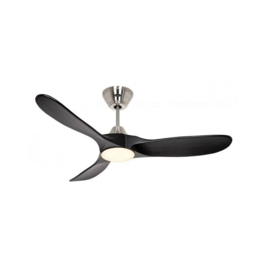 Ventilador de techo DC 122cm, mando a distancia, madera maciza, cromo cepillado, función invierno/verano