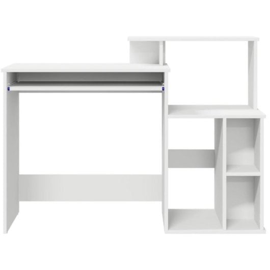 Escritorio Magali Blanco MDF Reversible 2 en 1 con Estantes, Bandeja y Mueble Auxiliar