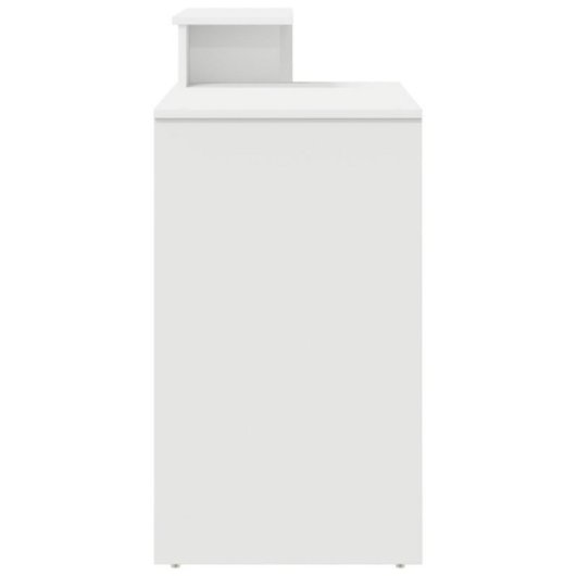 Escritorio Magali Blanco MDF Reversible 2 en 1 con Estantes, Bandeja y Mueble Auxiliar