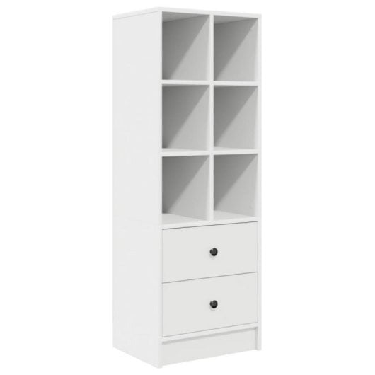 Escritorio Monstera blanco 2 en 1 con estantería modular, madera de ingeniería, compacto