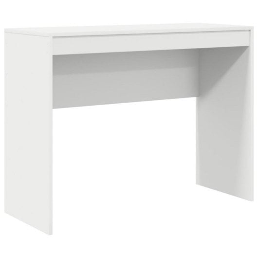 Escritorio Monstera blanco 2 en 1 con estantería modular, madera de ingeniería, compacto