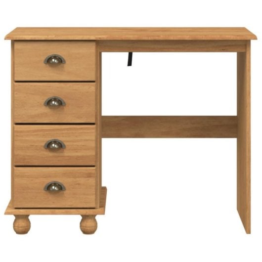 Escritorio Askim madera roble macizo, 4 cajones, acabado mate, diseño clásico, carga 50 kg