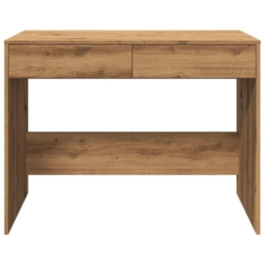 Escritorio Piña madera de ingeniería 2 cajones, compacto, resistente, minimalista, fácil montaje