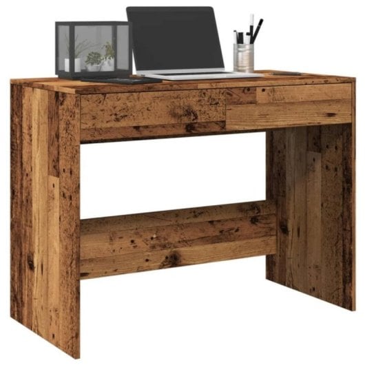Escritório Piña Compacto 2 Gavetas Madeira Engenharia Design Minimalista Versátil