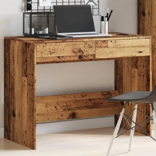 Escritório Piña Compacto 2 Gavetas Madeira Engenharia Design Minimalista Versátil
