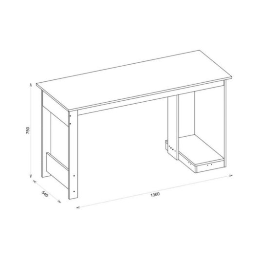Escritorio Nevada negro, melamina MDF, estante CPU, diseño ergonómico y compacto