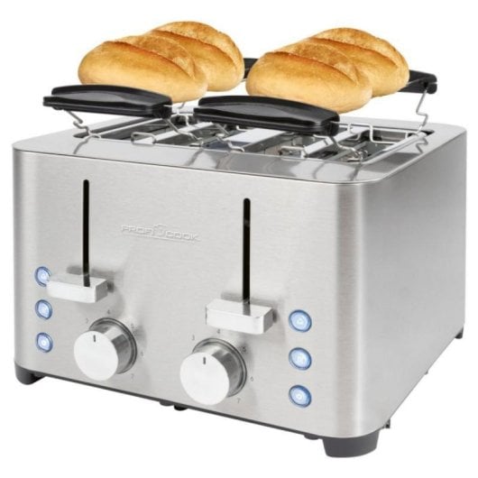 Grille-pain ProfiCook PC-TA 1252, Acier inoxydable, 4 fentes, 1260W, 40mm