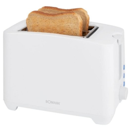 Kompakter 2-Scheiben Toaster Weiß 750 W Einstellbarer Bräunungsgrad Schnellauftauen