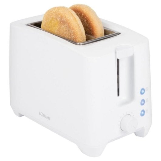 Kompakter 2-Scheiben Toaster Weiß 750 W Einstellbarer Bräunungsgrad Schnellauftauen