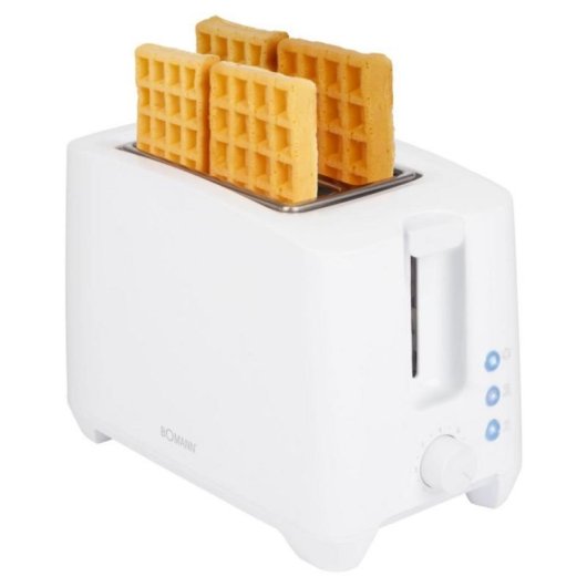Kompakter 2-Scheiben Toaster Weiß 750 W Einstellbarer Bräunungsgrad Schnellauftauen