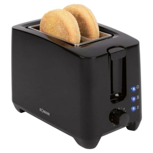 Tostapane compatto 2 fette 750W nero con funzione scongelamento e riscaldamento