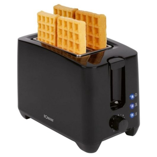 Tostapane compatto 2 fette 750W nero con funzione scongelamento e riscaldamento