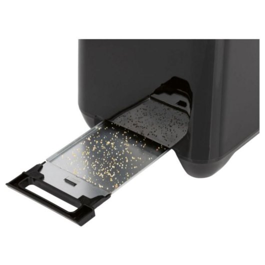 Tostapane compatto 2 fette 750W nero con funzione scongelamento e riscaldamento