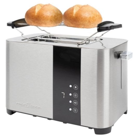 Grille-pain ProfiCook PC-TA 1250 en acier inoxydable, 2 tranches, 750 W, Touch Control