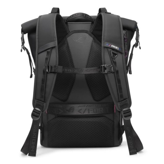 Mochila ROG SLASH 4.0 para portátil hasta 18", Negro, Resistente, Cuero y Poliéster, Hidrofóbica, Hebilla magnética, Uni