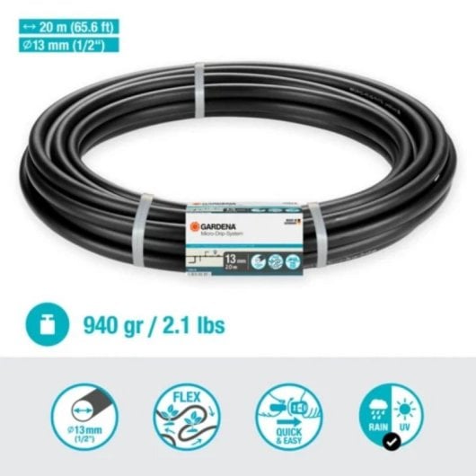 Flex Gardena 13mm Verbindungsschlauch 20m Flexibles Micro-Drip-System Rohr UV-beständig