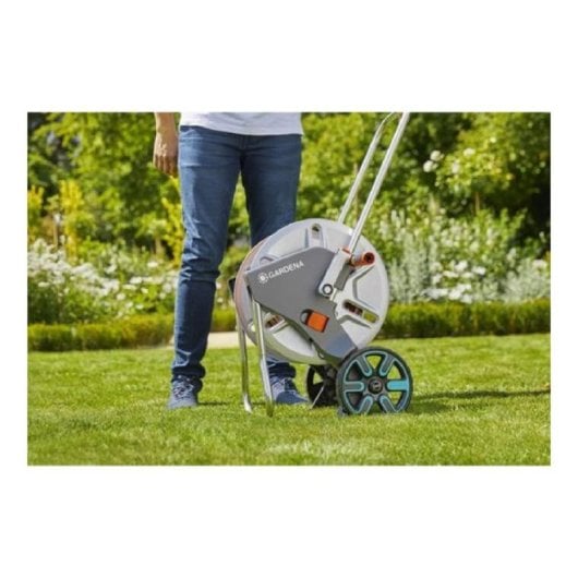 Carrello porta tubo in metallo Gardena AquaRoll M robusto e facile da usare 60 m