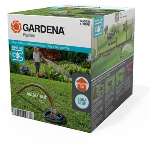 Gardena 8266-20 Wasserstation mit automatischem Absperrventil, 3/4" Anschluss, robust und zuverlässig