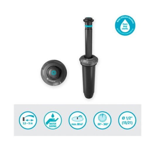 Aspersor MD80 Pop-up Sprinkler 3,5-5 m Reichweite 80 m² Schwarz
