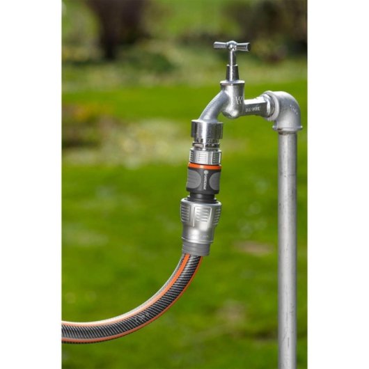 Connecteur de tuyau Gardena Premium 19mm Gris/Noir avec connexions en métal et plastique