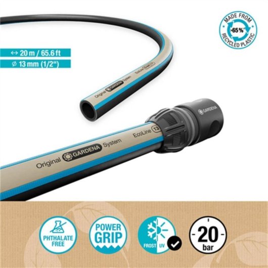 Manguera de Jardín Sostenible Gardena EcoLine 20m 13mm TPE Resistente UV y Heladas 20 bar