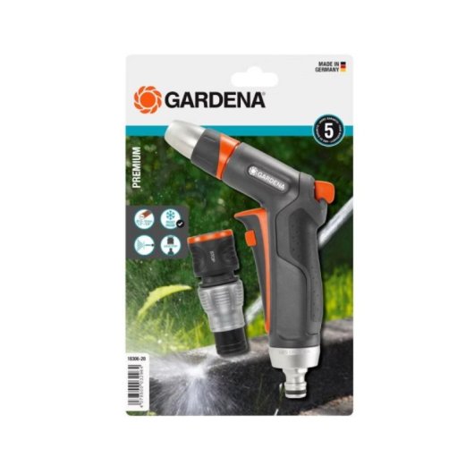 Gardena 18306-32 Pistole 2 Sprühmuster Schwarz Grau Orange mit Wasserstop