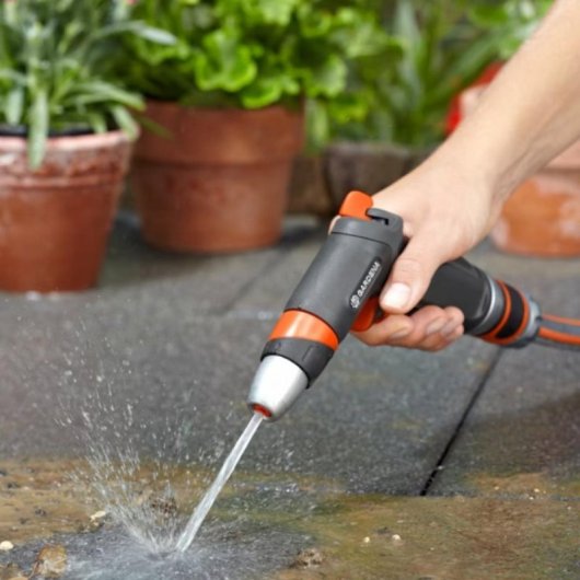 Gardena 18306-32 Pistole 2 Sprühmuster Schwarz Grau Orange mit Wasserstop