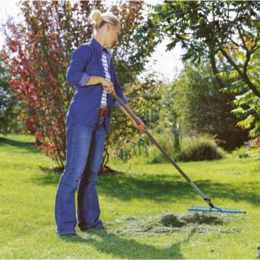 Rastrillo de jardín Gardena 3381-20, 600 mm, acero de alta calidad, turquesa, compatible con sistema combinado
