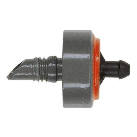 Goteador final autocompensante Gardena Micro-Drip 2 l/h, laberinto autolimpiante, cierre automático, Negro/Gris/Naranja