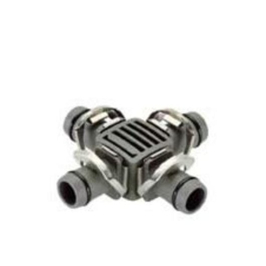 Conector en Cruz Gardena 13mm Micro-Drip, 4 salidas, Quick & Easy, 2 Unidades, Negro