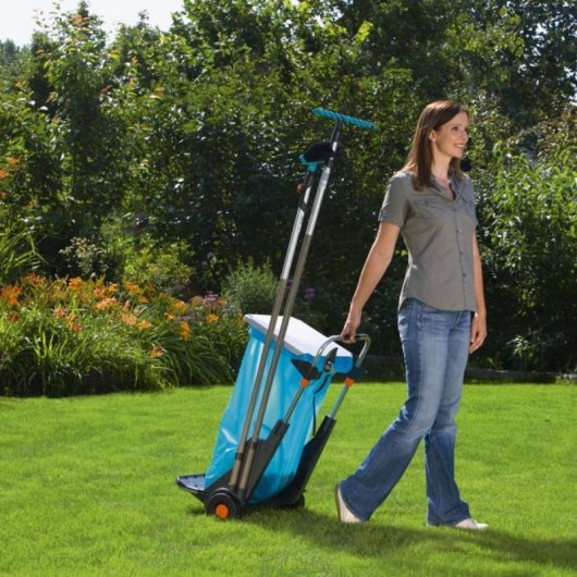 Carro de Jardim Gardena 232-20, até 70kg, rodas grandes, tampa dupla, azul