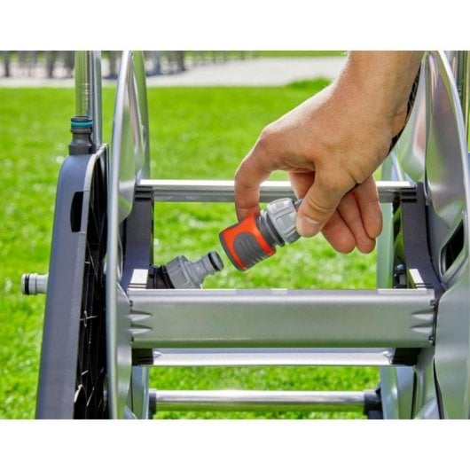 Gardena CleverRoll L Easy Metal Weiß Schlauchwagen mit 100 m Kapazität und stabilem Metallrahmen