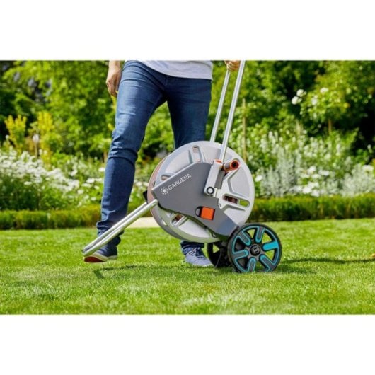 Gardena CleverRoll L Easy Metal Weiß Schlauchwagen mit 100 m Kapazität und stabilem Metallrahmen