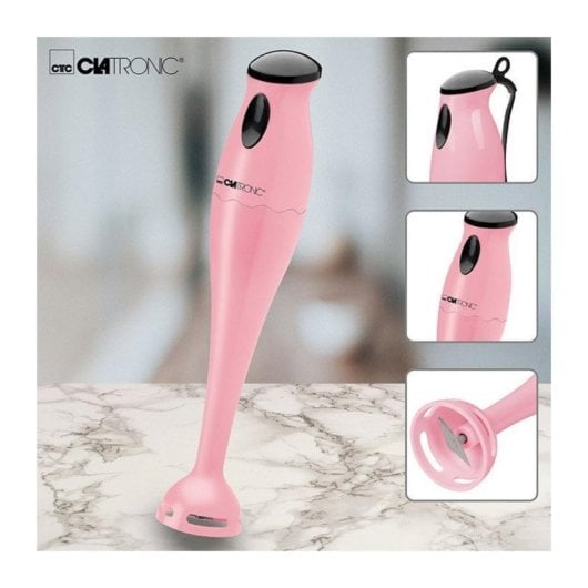 180W Stabmixer mit 0,5L transparentem Behälter und Edelstahlmesser, Rosa