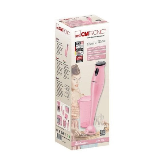 180W Stabmixer mit 0,5L transparentem Behälter und Edelstahlmesser, Rosa