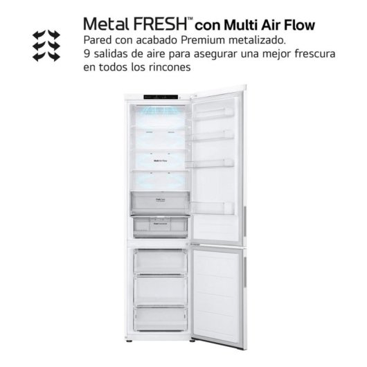 Frigorífico LG Combi No frost 186 cm 344 L D Inox com Zona Fresca e Iluminação LED