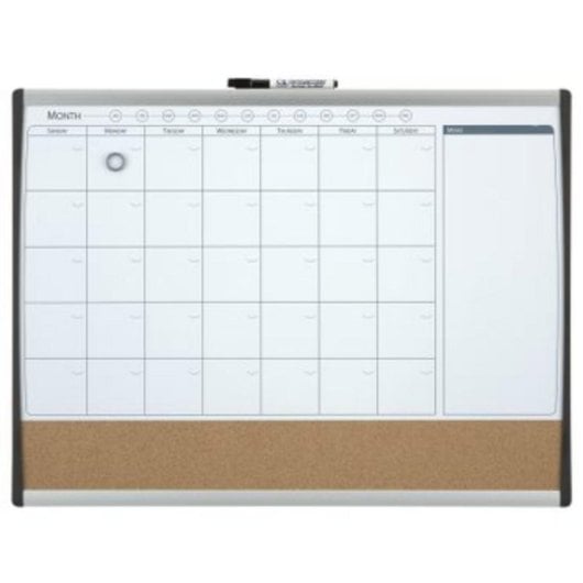 Lavagna Calendario Magnetica Rexel 585x430 mm con Cornice Curva Argento-Nero