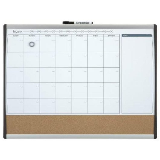 Lavagna Calendario Magnetica Rexel 585x430 mm con Cornice Curva Argento-Nero