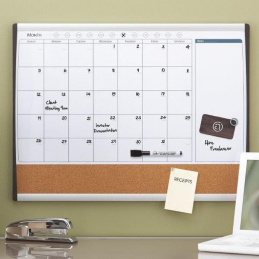 Lavagna Calendario Magnetica Rexel 585x430 mm con Cornice Curva Argento-Nero