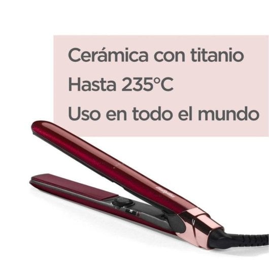 Piastra per Capelli Ceramica Titanio BaByliss Inspired ST212PE 235ºC 13 Impostazioni Spegnimento Automatico Rosso