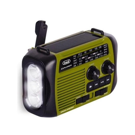 Trevi RA 7F30 BT Rádio Portátil Bluetooth AM/FM/SW Solar MicroSD USB Preto/Verde