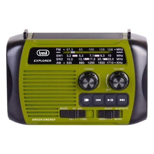Trevi RA 7F30 BT Rádio Portátil Bluetooth AM/FM/SW Solar MicroSD USB Preto/Verde