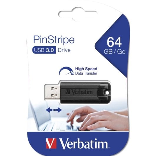 Verbatim PinStripe 64GB USB 3.2 Gen 1 Typ A Slide Schwarz Leicht