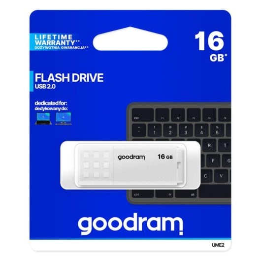 Goodram UME2 16GB USB 2.0 tipo A Blanco 20MB/s Tapa Plástico Plug and Play