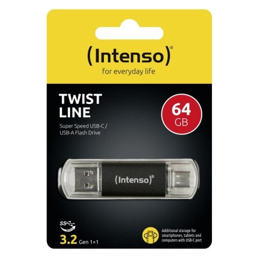 Intenso 64 GB USB 3.2 Gen 1 Typ-C & Typ-A Anthrazit Aluminium