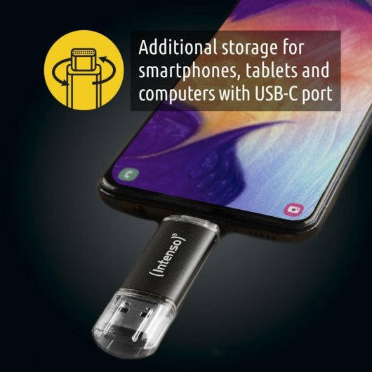 Intenso 64 GB USB 3.2 Gen 1 Typ-C & Typ-A Anthrazit Aluminium